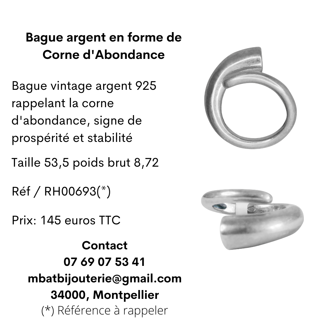 Bague Imposante En Argent Massif 925 Signée REYT - Taille 57, Style Ajustable, Occasion