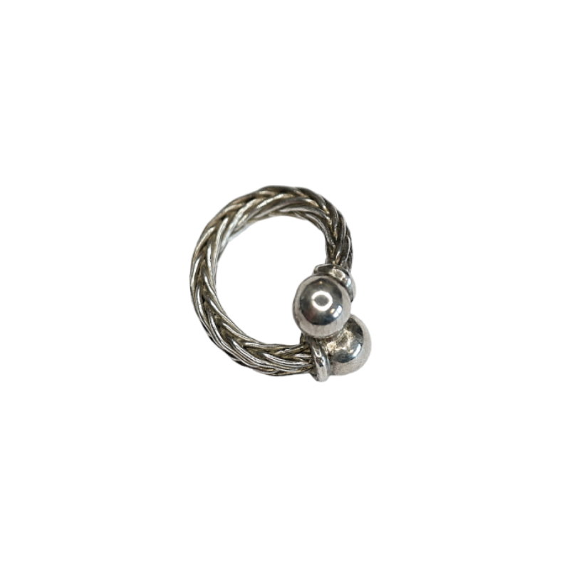 Bague En Argent Massif 925 Avec Deux Boules - Occasion - Fabriquée En France