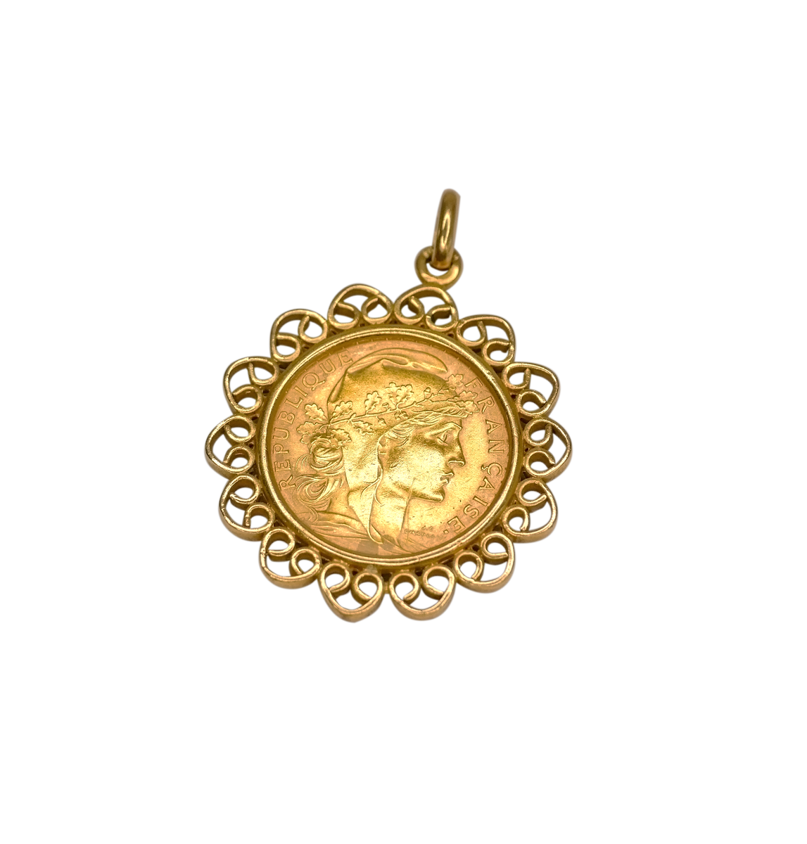 Grand Pendentif Collier Design En Étain - Signé - Forme De Coq - French Design - Occasion