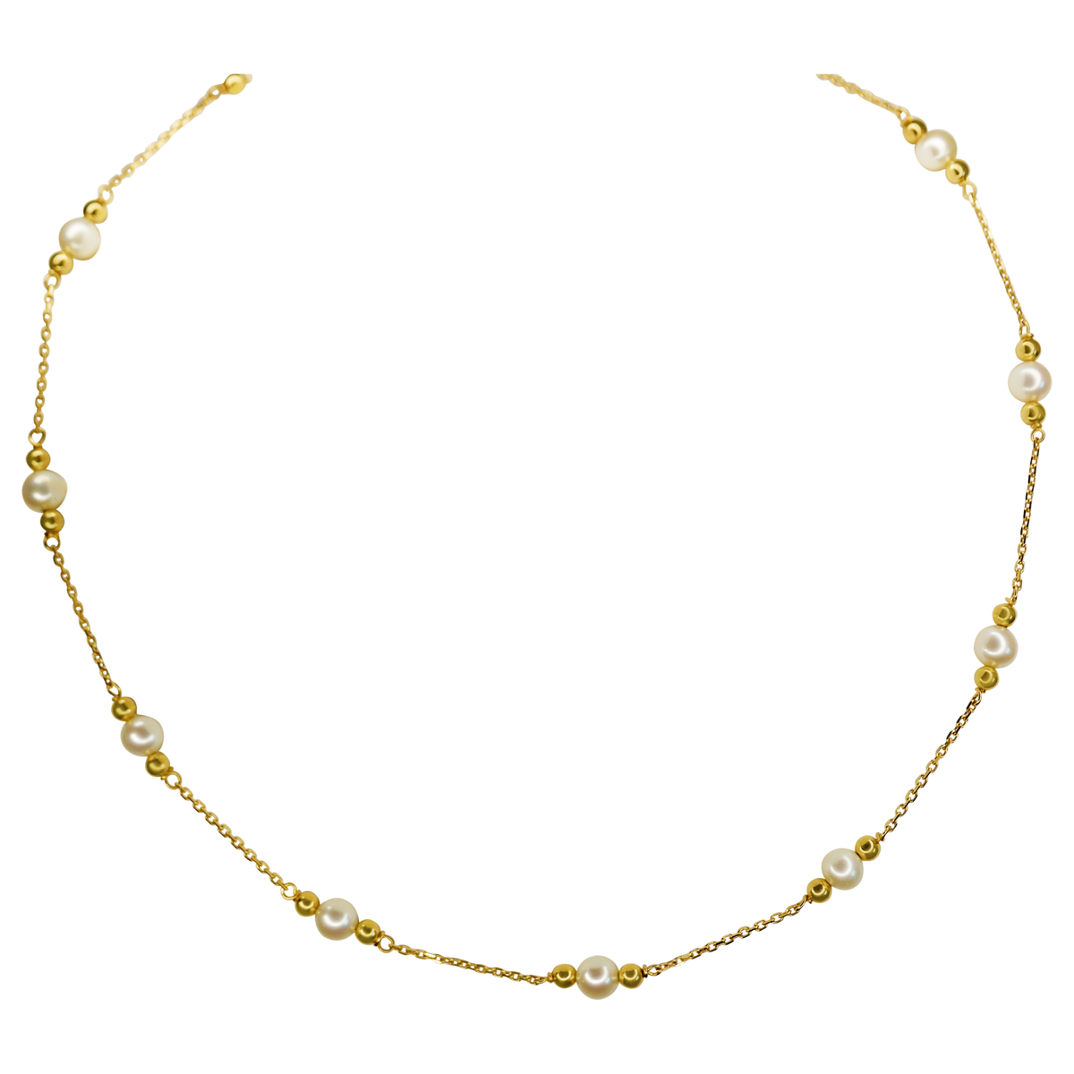 Collier En Or Jaune 18 Carats Avec Perle Dorée - Neuf Avec étiquettes
