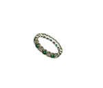 Bague américaine or blanc 10 émeraudes et 10 diamants