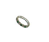 Bague américaine or blanc 10 émeraudes et 10 diamants