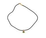 Collier or jaune émeraude et 3 diamants