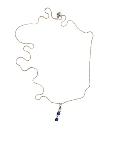 Collier en argent 925 atelier d'Amaya avec 2 pierres bleues et 2 pierres blanches