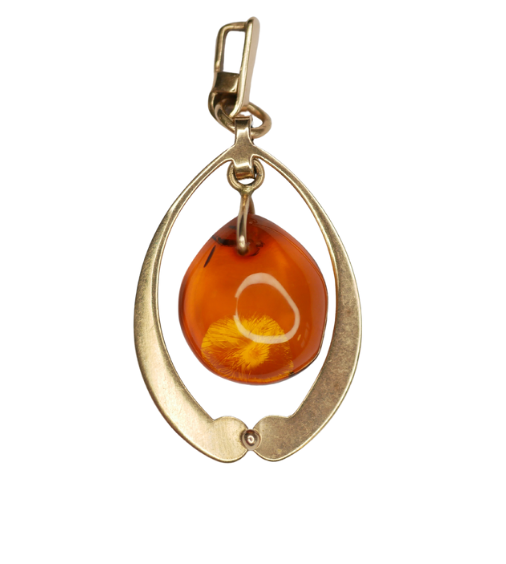 Pendentif En Or 18 Carats Avec Ambre Naturel - Bijou Occasion, 1,43 G