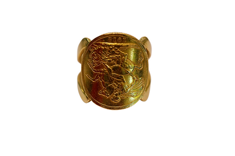 Bague en or jaune 18K montée d'une pièce datant de 1912