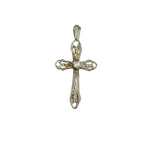 Pendentif en argent 925 en forme de croix chrétienne ornée d'une superbe pierre blanche