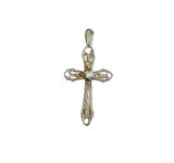 Pendentif en argent 925 en forme de croix chrétienne ornée d'une superbe pierre blanche