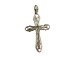 Pendentif en argent 925 en forme de croix chrétienne ornée d'une superbe pierre blanche