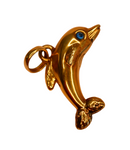 Pendentif Or jaune 18K dauphin avec 2 saphirs