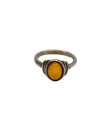 Bague argent 925 avec une ambre orange
