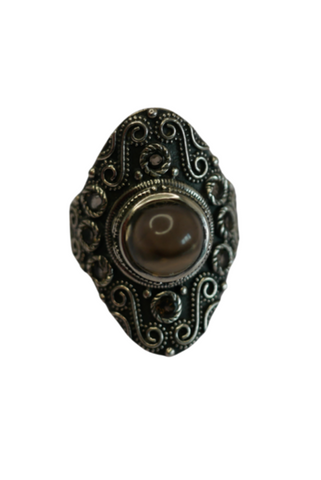 Bague argent 925 avec pierre centrale beige