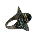 Bague argent 925 avec pierre centrale beige