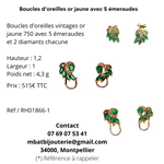 Boucles d'oreille or jaune avec 5 émeraudes