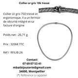 Collier or gris 18k tressé