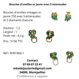 Boucles d'oreille or jaune avec 5 émeraudes