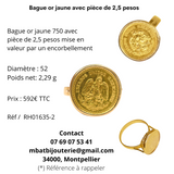 Bague or jaune avec pièce de 2,5 pesos