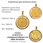 Pendentif avec pièce de 20 francs Suisse 1901