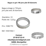 Bague or gris 18k jonc plat 30 diamants