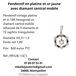 Pendentif en platine et or jaune 750 avec diamant central mobile