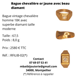 Bague chevalière en or jaune avec un diamant