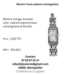 Montre Yema cadrant rectangulaire