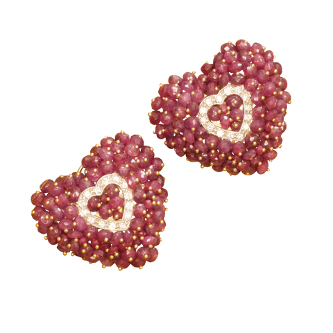 Boucles d'oreille or 750 Le Gi en forme de coeur