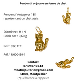 Pendentif or jaune en forme de chat