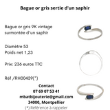 Bague or gris sertie d'un saphir