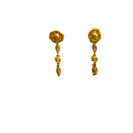 Boucles d'oreille vintages or jaune 750 avec 8 diamants en ligne