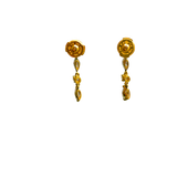 Boucles d'oreille vintages or jaune 750 avec 8 diamants en ligne