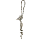 Porte clefs argent caducée bâton d'Esculape ou bâton d'Asclépios