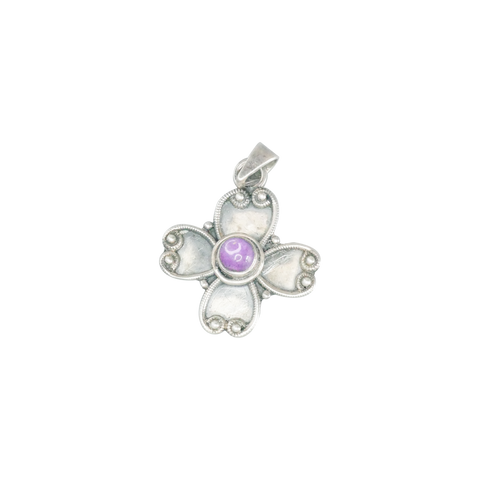 Pendentif argent avec améthyste au centre