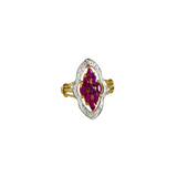 Bague or jaune 750, 9 rubis et diamants