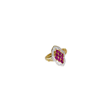 Bague or jaune 750, 9 rubis et diamants