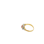 Bague or jaune 750 Pompadour ornée d'un rubis