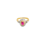 Bague or jaune 750 Pompadour ornée d'un rubis