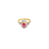 Bague or jaune 750 Pompadour ornée d'un rubis