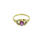Bague or jaune 750, 10 diamants et un rubis