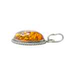 Pendentif en argent avec de l'ambre avec incrustation