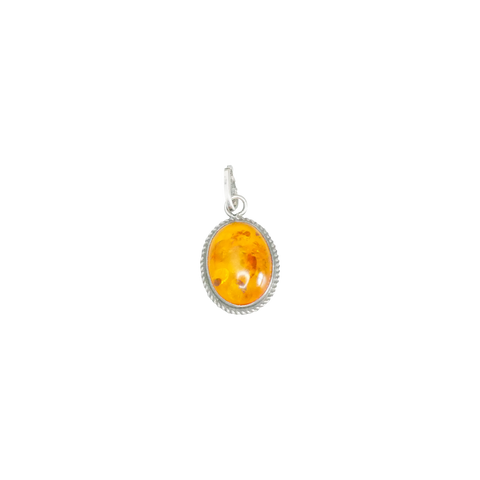 Pendentif en argent avec de l'ambre avec incrustation