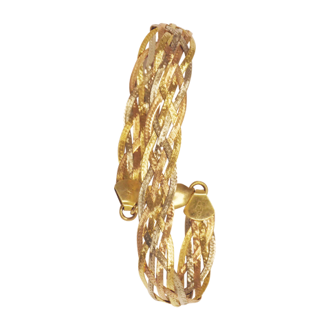 Bracelet 3 ors souple, tresse 4 branches