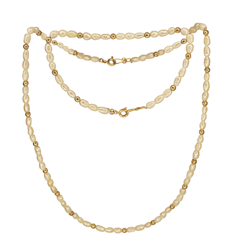 Collier et bracelet or jaune 750 avec des perles