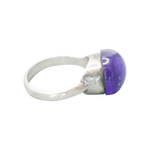 Bague en argent et améthyste en forme de goutte