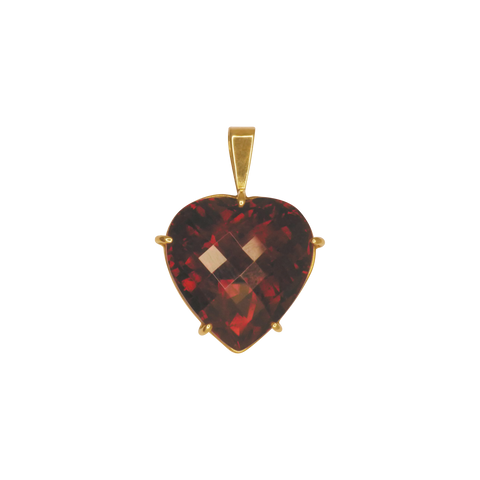 Pendentif or jaune 750 avec coeur en grenat