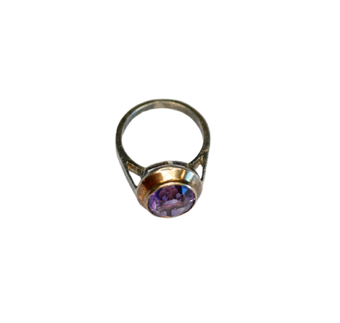 Bague argent surmontée d'une améthyste