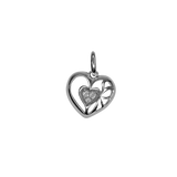 Pendentif en argent 925 en forme de cœur avec des brillants au milieu