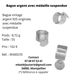 Bague argent originale avec médaille suspendue