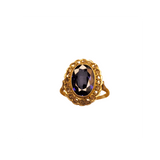 Bague or jaune 20 diamants et un superbe saphir
