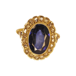 Bague or jaune 20 diamants et un superbe saphir